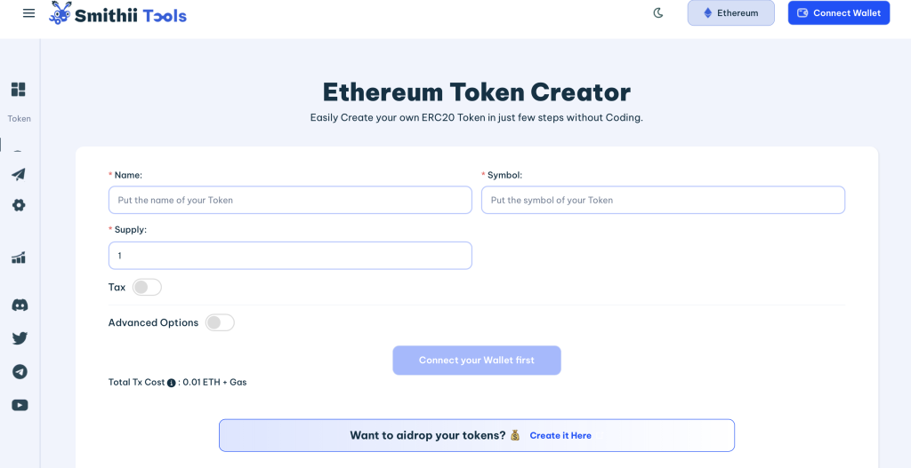 Ethereum token creator UI